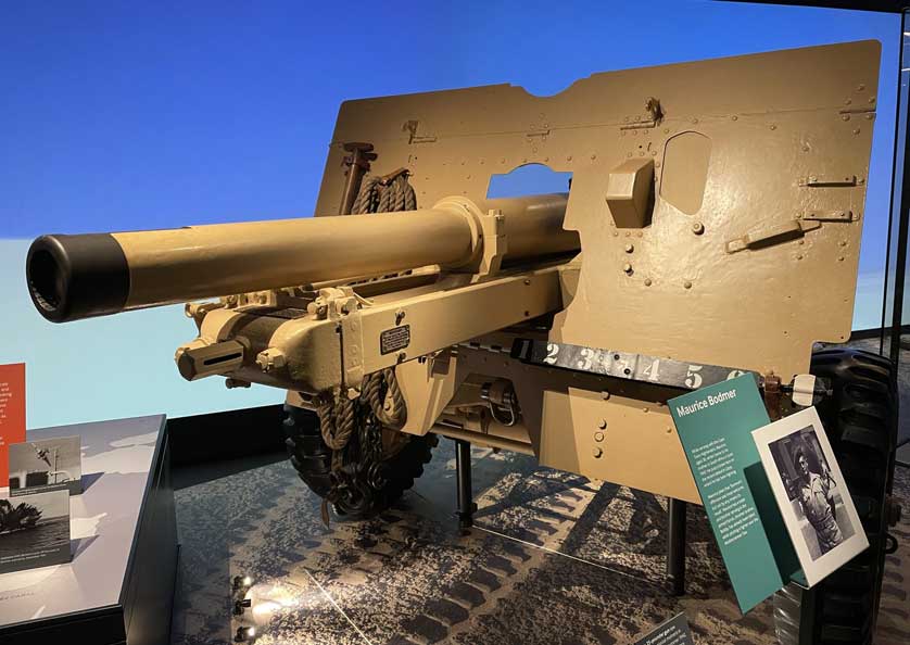 World War II artillery piece on display.