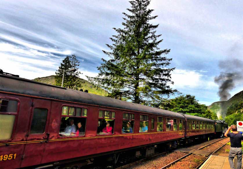 The Jacobite stopped at Glenfinnan Station.