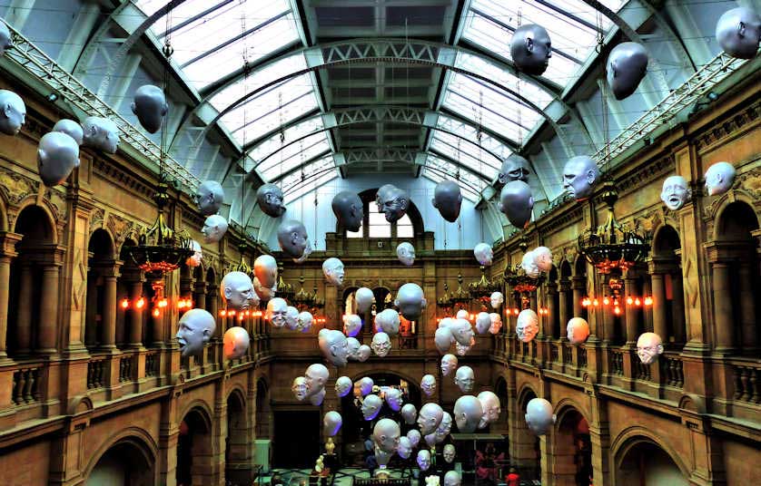 Floating Heads, an installation of more than 50 heads.