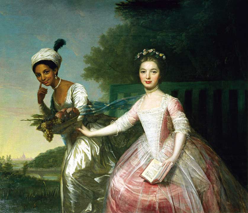 Portrait of Dido Belle (left) and Lady Elizabeth Murray (right).