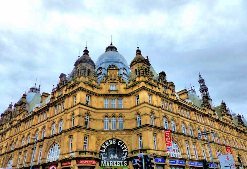 The main entrance to Kirkgate Markey in Leeds is on Vicar Lane.