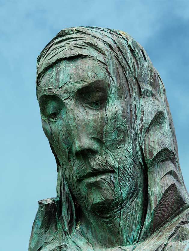 Statue of St Cuthbert, Lindisfarne.