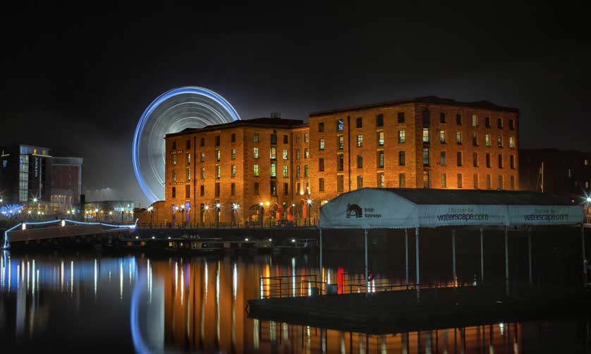 Liverpool by night, England, UK.