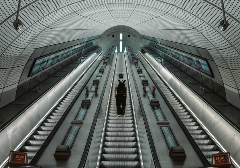 Escalator at Liverpool Street Station.