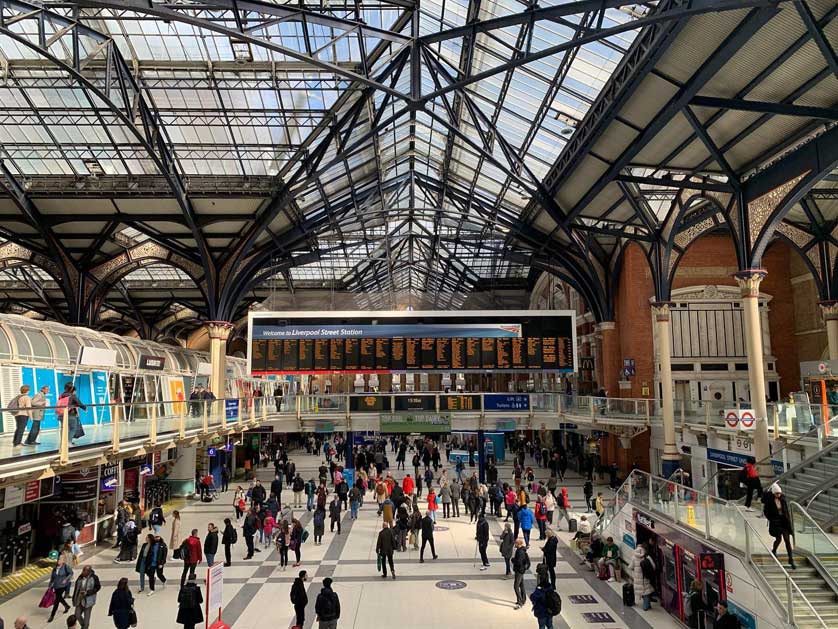 Inside Liverpool Street Station.