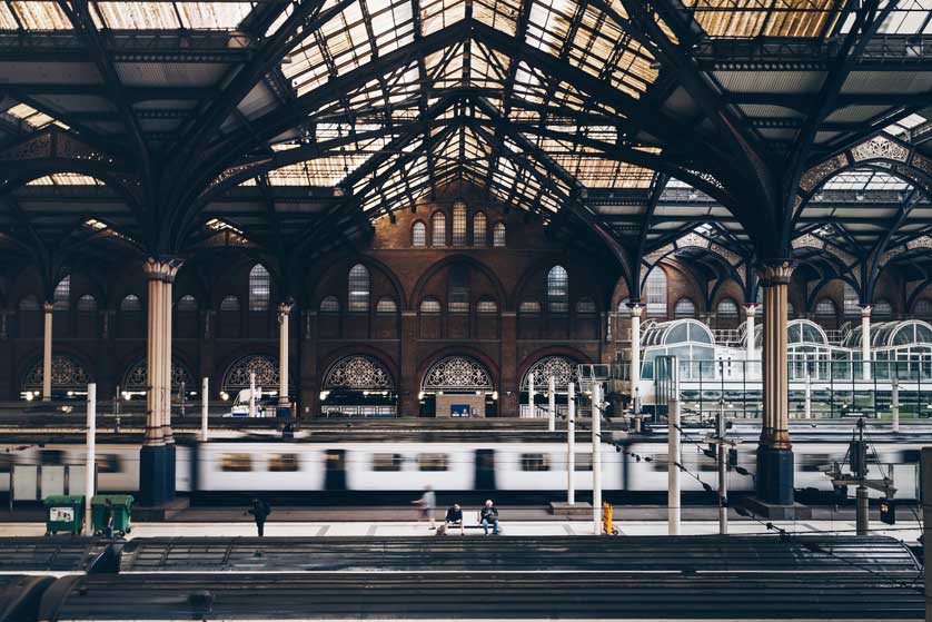 A train at Liverpool Street Station in London.