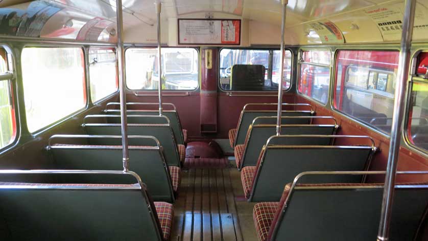 Inside a London Routemaster bus.