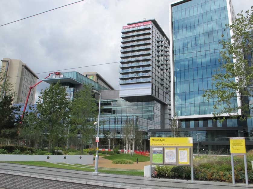 MediaCityUK Tram Stop in Manchester.