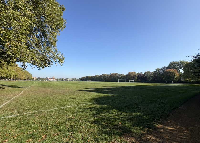 The green space is close to West Ham Station.