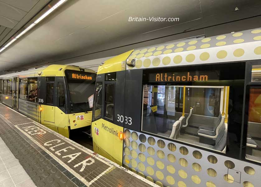 Metrolink train at Manchester Piccadilly.