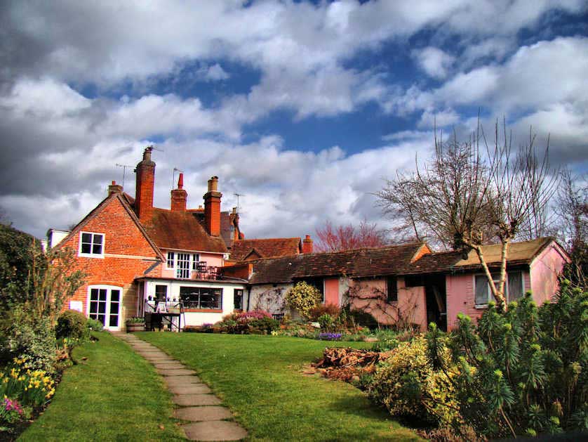 Early Spring scene in Mill Garden, Warwick, England, UK.
