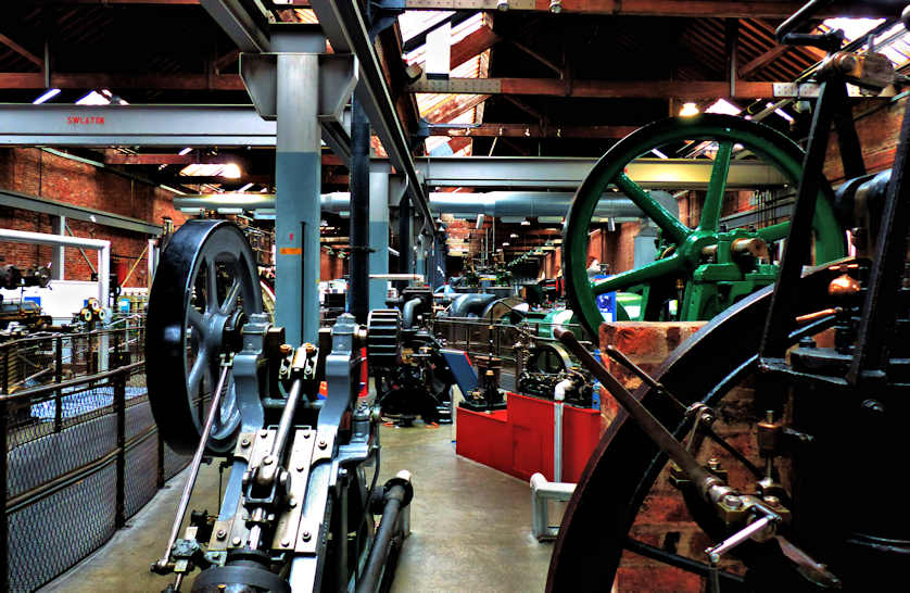 Historical industrial machinery at Manchester MOSI.