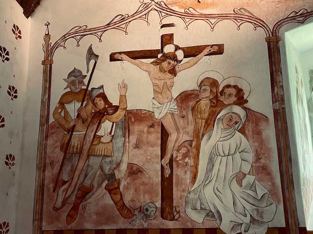 Wall mural inside of St. Teilo's Church (built in 1100, but its current state dates to only 1520).