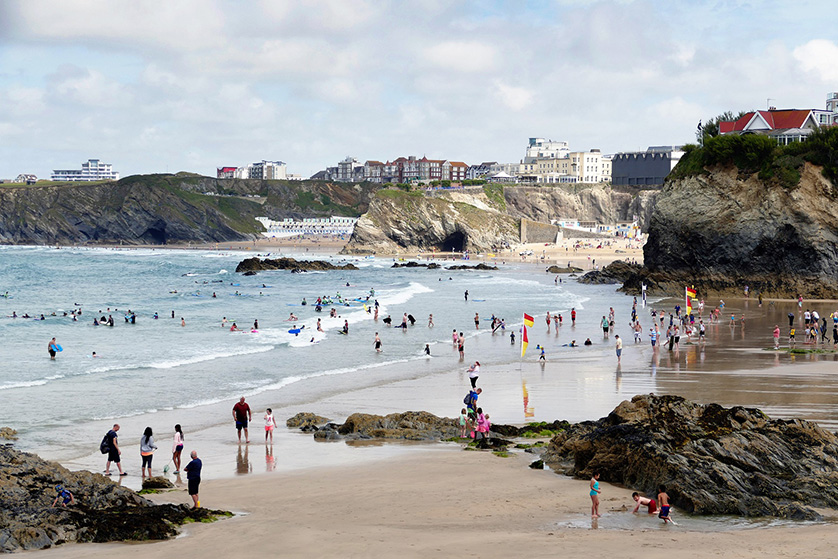 Newquay town and beach, Cornwall.