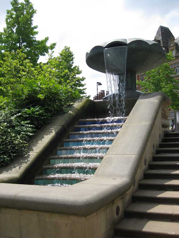 One of the eight cascades in the Peace Gardens.