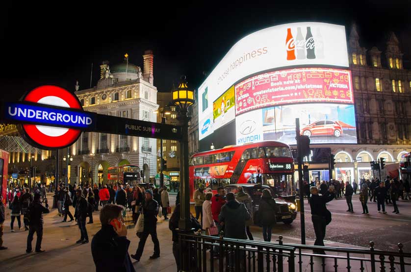 Piccadilly Circus Station, London, UK.