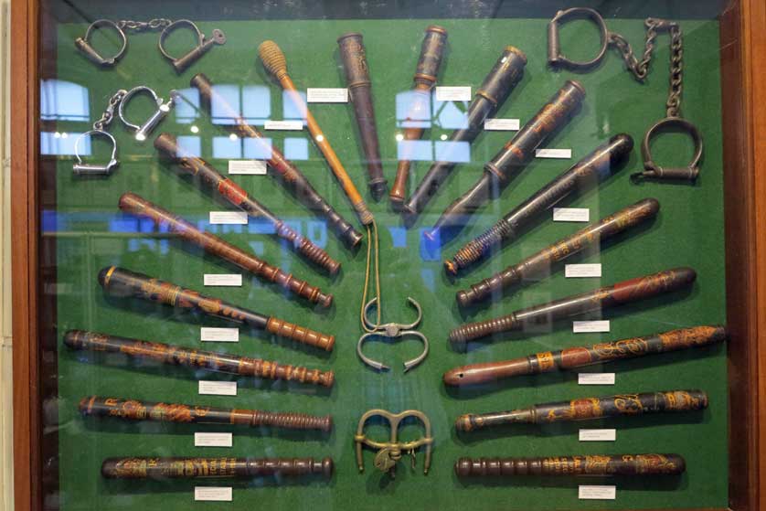Police truncheons at the Greater Manchester Police Museum, Manchester.