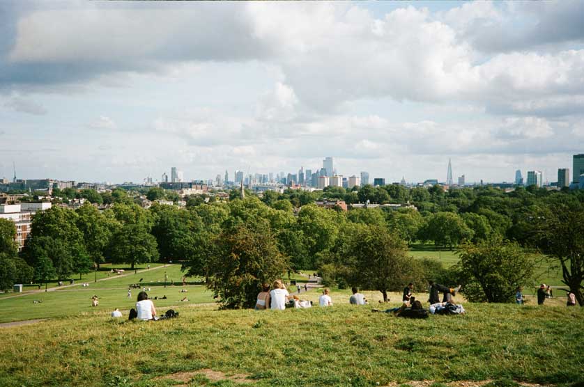 The view of central London from Primrose Hill.