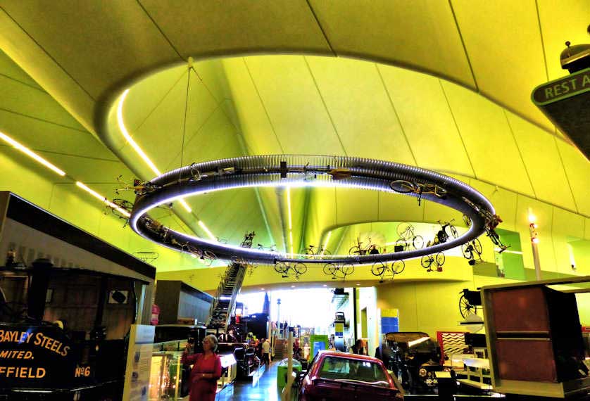 An unusual display of bicycles in the Riverside Museum.