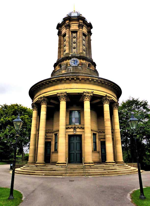 The tower of the Saltaire Congregational Church, now the United Reform Church.
