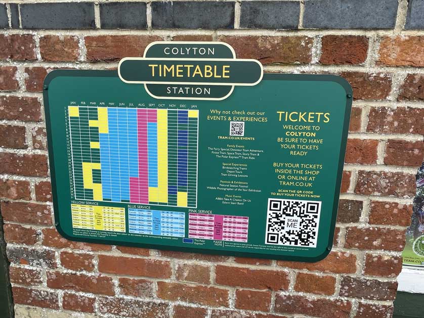 Timetable at Colyton Station.