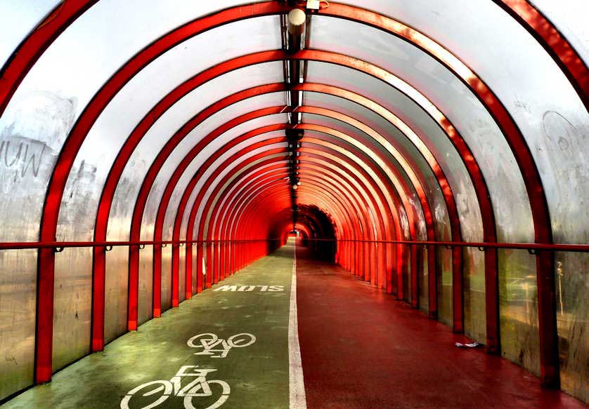 A covered walkway extends from the Exhibition Centre railway station to the SEC.