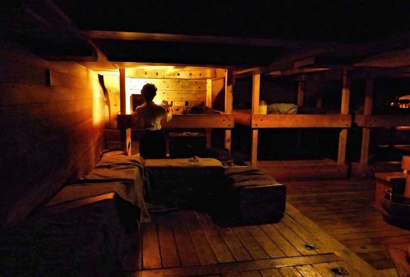 Reproduction of steerage on board the Titanic.
