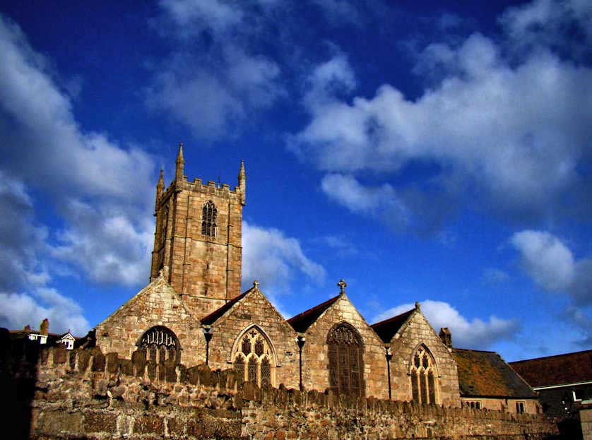 Medieval Saint Ia's Church near the harbour of St. Ives in Cornwall.