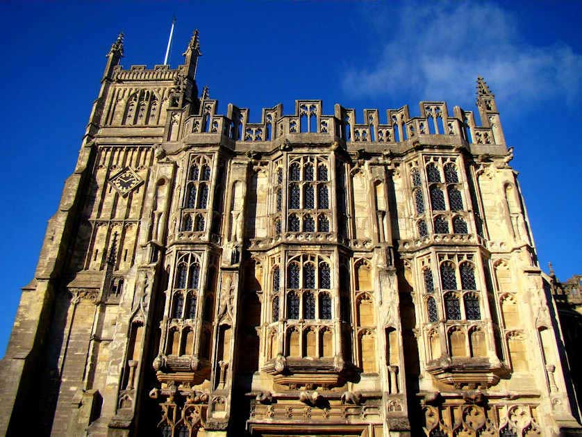 The great South Porch of St. John the Baptist Church in Cirencester overlooks the town market place.
