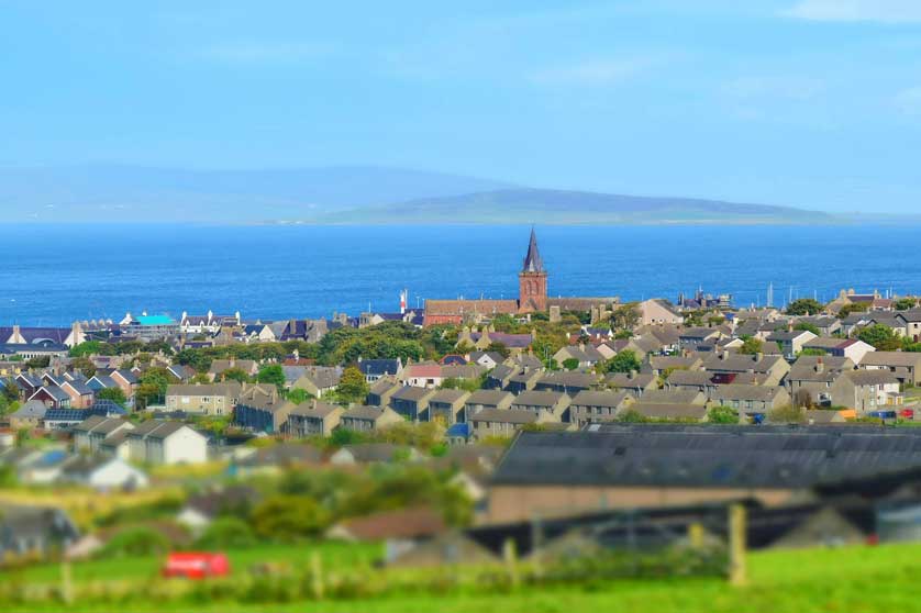 The cathedral towers above the town of Kirkwall.