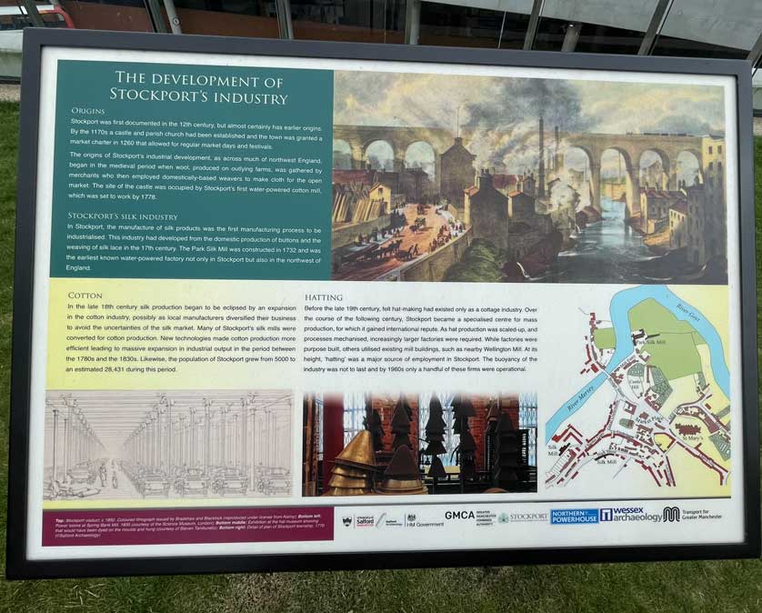 Information panel on the history of Stockport in Viaduct Park.