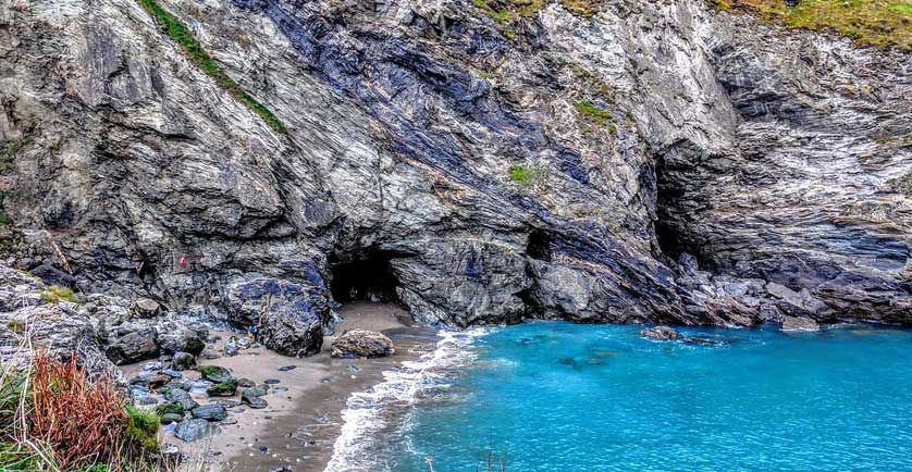 Sea caves in Tintagel.
