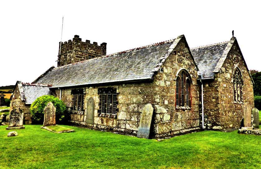 The south side of Towednack Church dating to the 13th Century.