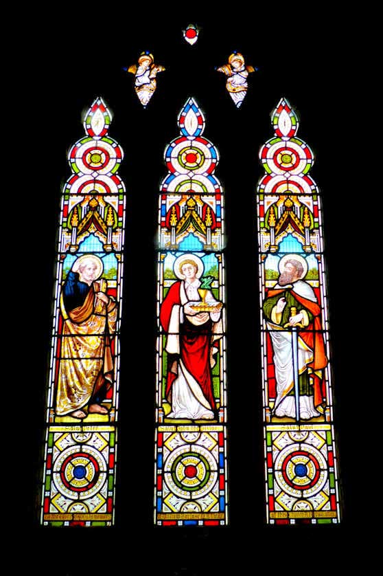 The stained glass window at Towednack Church is a fairly recent addition.
