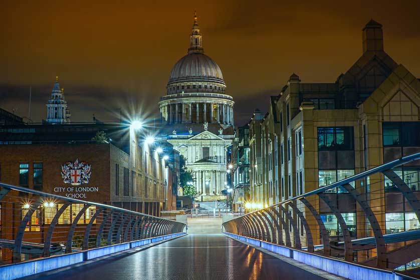View of St Paul's and the Millennium Bridge, London, UK