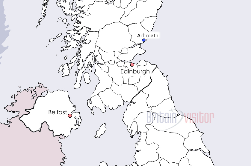 Map of Arbroath, Scotland, UK.