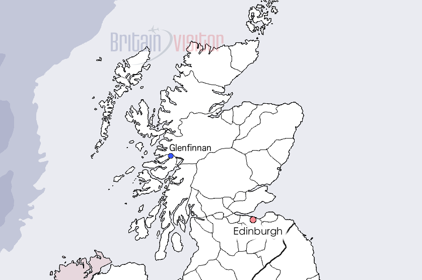 Glenfinnan map, Scotland.