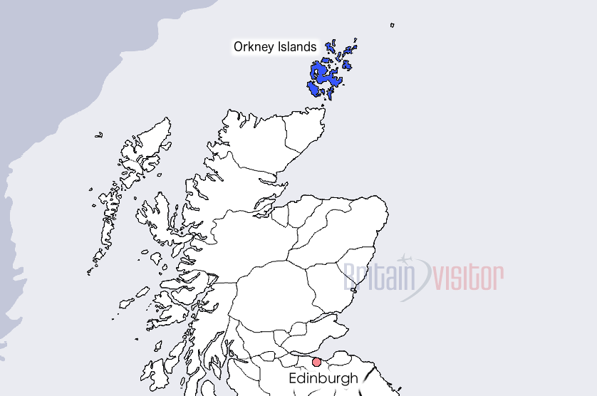 Orkney Islands map, Scotland.
