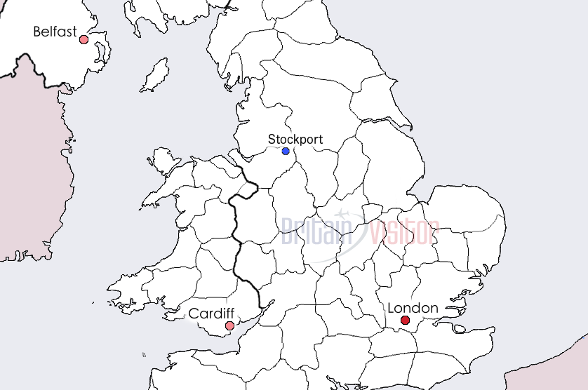 Stockport, Greater Manchester map.