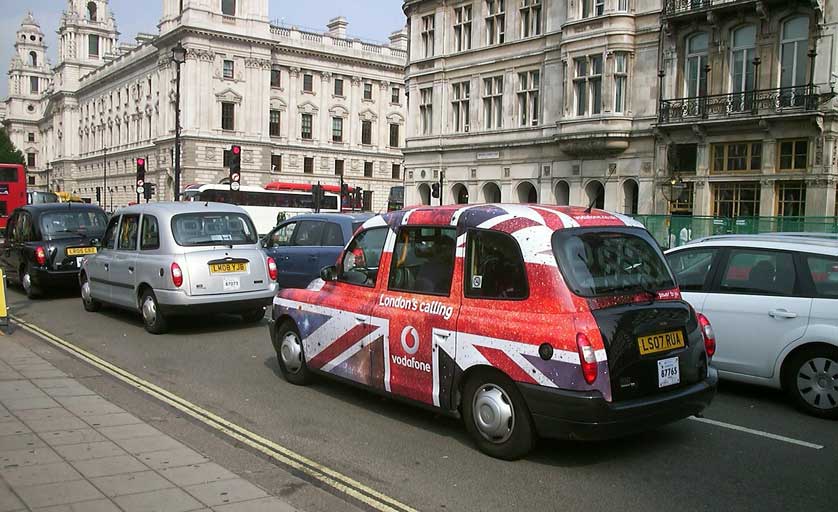 Union Jack design on a London taxi.
