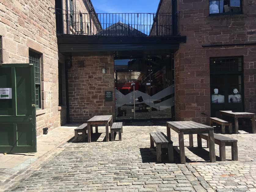 The cobbled courtyard of the former mill.
