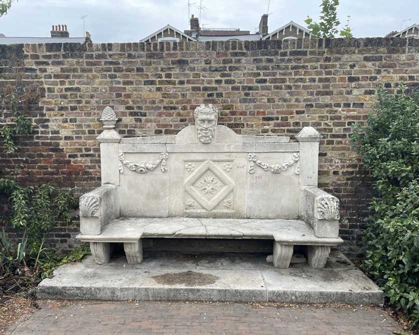 John Soane's stone bench, London, UK.