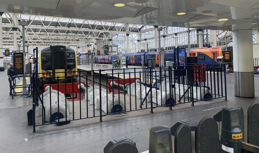 Some of the 24 platforms at London Waterloo.