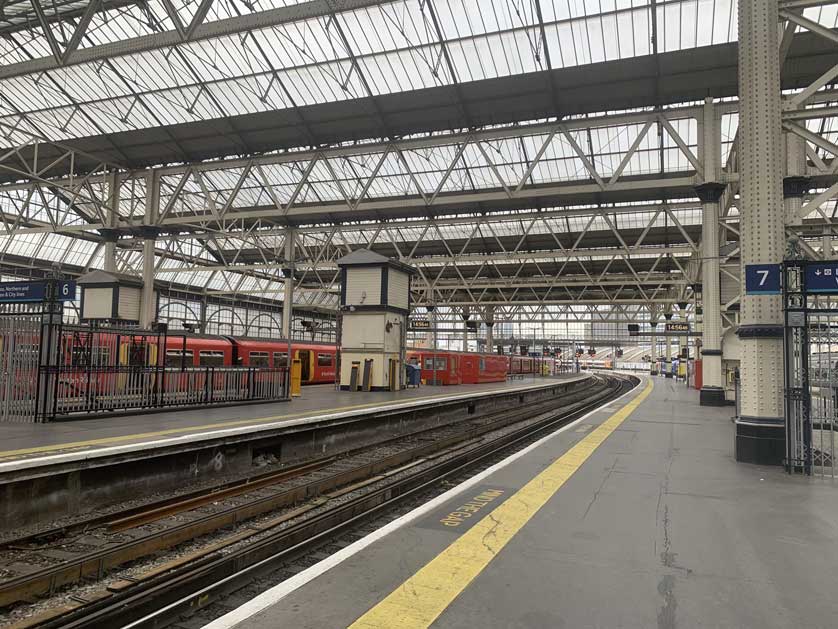 Trains from Waterloo connect to Woking, Southampton, Bournemouth, and Exeter.