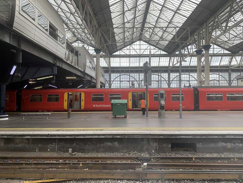 South Western train at Waterloo Station in London.