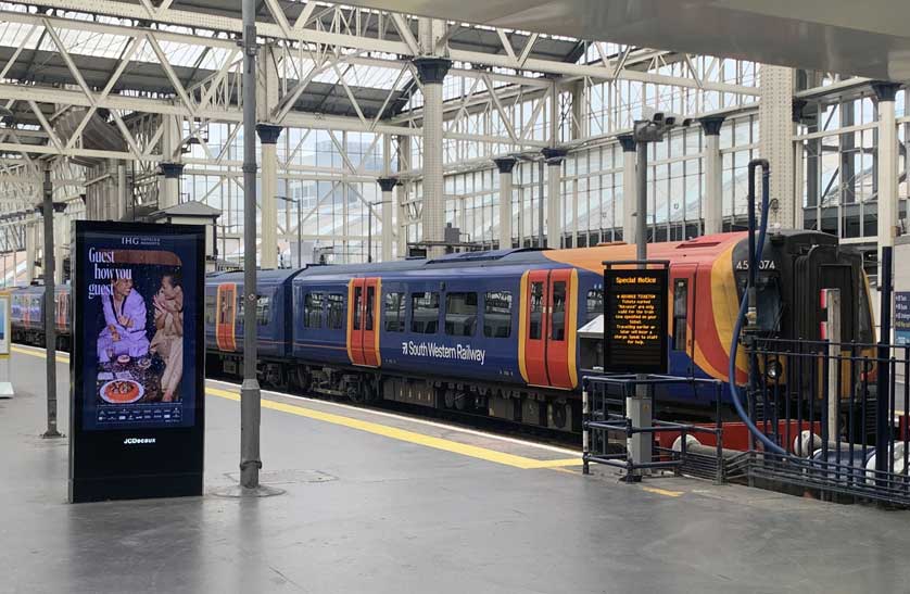 South Western train at Waterloo Station in London.