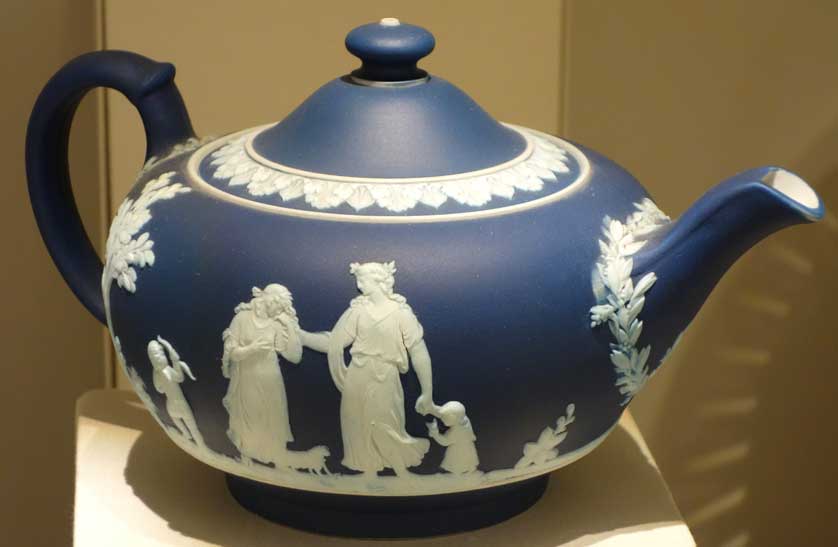 Wedgewood Portland blue jasperware teapot.