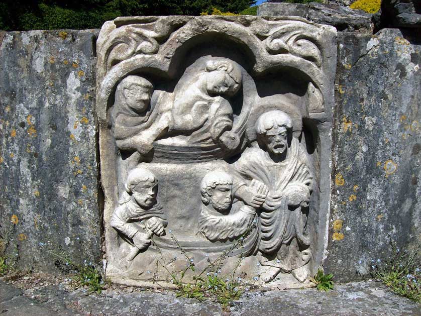 Sculpture on the base of the lavabo where monks washed their hands before meals.