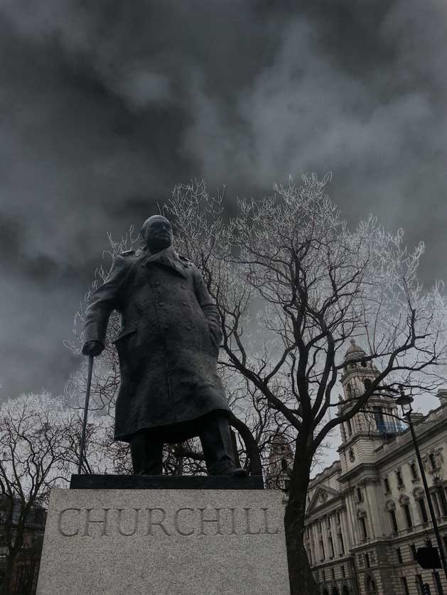 Winston Churchill Statue in Westminster, UK.
